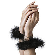 Наручники металеві Adrien Lastic Handcuffs Black з чорною пухнастою обробкою AD30329, фото 3