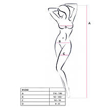 Боді-стокінг Passion BS068 white, комбінезон, велика сітка, довгий рукав, фото 4