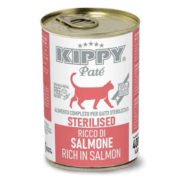 Вологий корм KIPPY Pate Sterilised Cats Salmon для стерилізованих котів з лососем у вигляді паштету 400 г