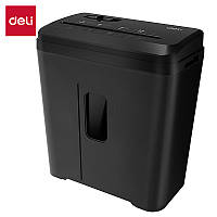 Знищувач документів, шредер Deli T016, 6 аркушів, 12л. Секретність - Р4. Перехрестна різка (4х35)
