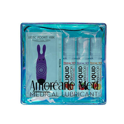 Набір із 3-х смаків лубриканту Amoreane Med (3х10мл) і вібропулі Adrien Lastic Purple SO3834, фото 4