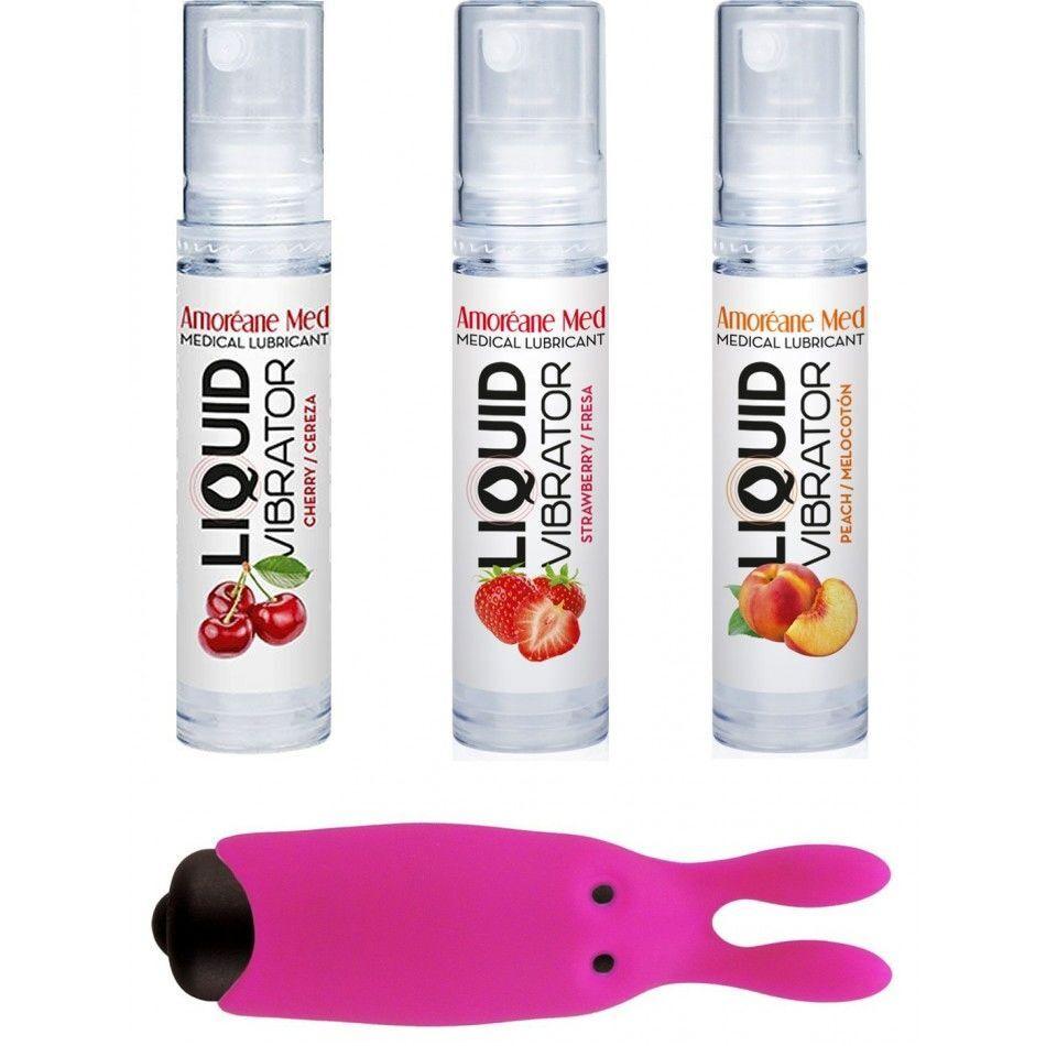 Набір із 3-х смаків стимулюючого лубриканта Amoreane Med (3х10мл) і кулі Adrien Lastic Pink SO3838