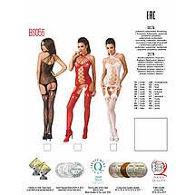 Боді-стокінг Passion BS056 white, комбінезон, імітація панчох, фото 5