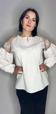 Вишиванка жіноча з білого льону "Казка", фото 1