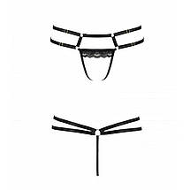 Трусики-стрінги зі стреп з мереживом LORRY THONG black S/M - Passion Exclusive, фото 6