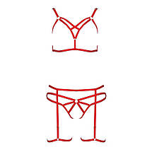 Комплект білизни MAGALI SET OpenBra red XXL/XXXL - Passion Exclusive: стрепи: ліф, трусики і пояс, фото 5