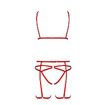 Комплект білизни MAGALI SET OpenBra red XXL/XXXL - Passion Exclusive: стрепи: ліф, трусики і пояс, фото 6