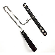 Кільце для пеніса Penis Ring із шипами та повідцем, натуральна шкіра SO5152, фото 2