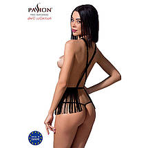 Комплект білизни INDRA SET OpenBra black XXL/XXXL - Passion Exclusive: стрінги, портупея з бахромою, фото 3