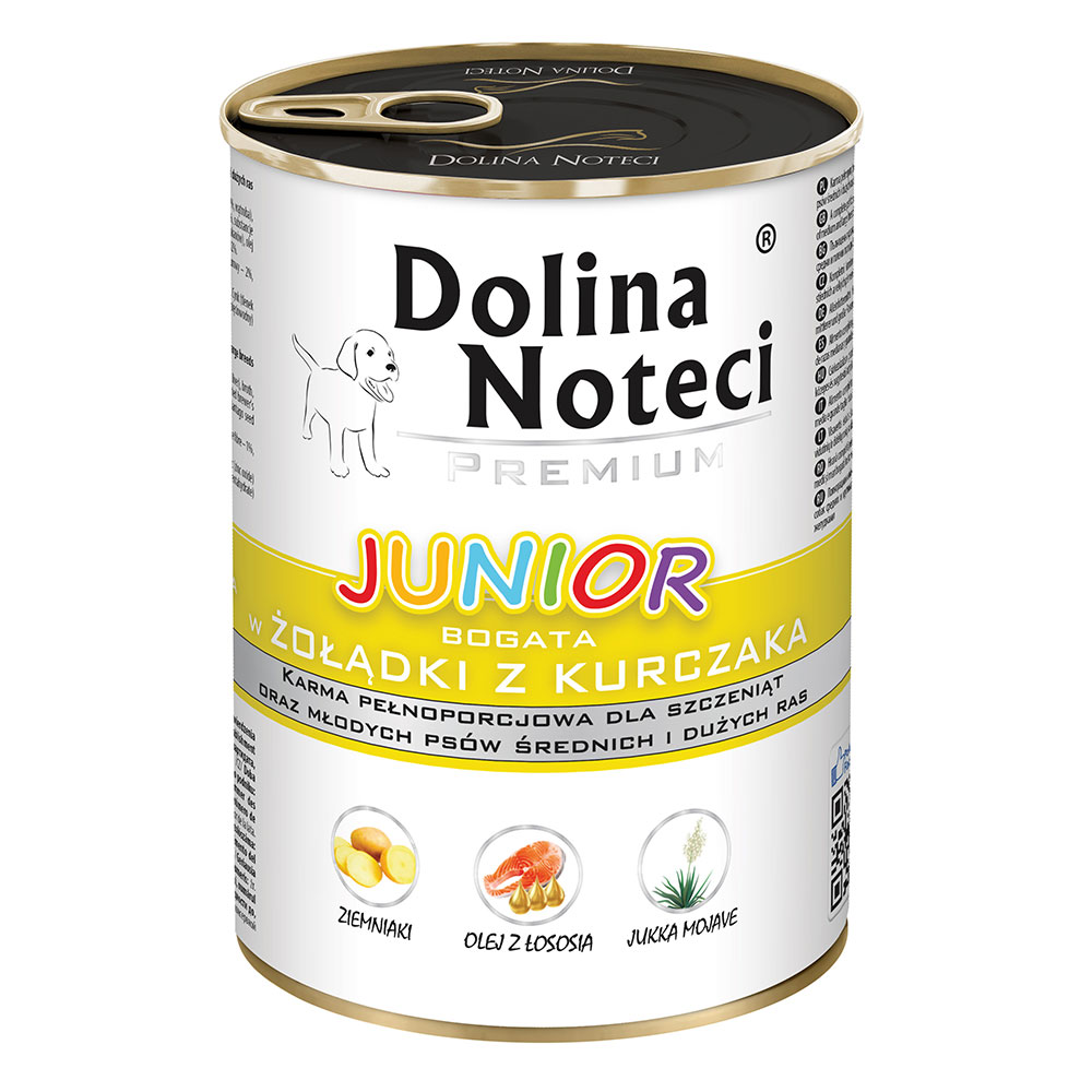 Вологий корм для цуценят з курячими шлунками Dolina Noteci Premium 400 гр