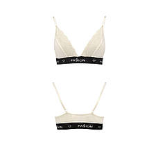 Еластичний топ з мереживом Passion PS001 TOP XL, ecru, фото 4