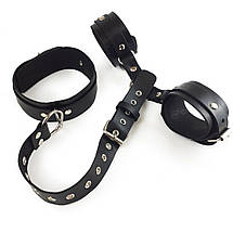 Фіксатори для шиї і рук Art of Sex - Bondage Set з натуральної шкіри, колір чорний SO5184, фото 4