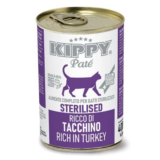 Вологий корм KIPPY Pate Sterilised Cats Turkey для стерилізованих котів з індичкою у вигляді паштету 400 г