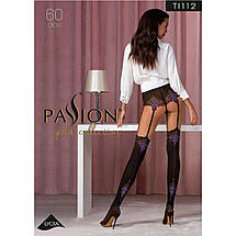 Колготки з ефектом панчох на підв'язках Passion TI112 nero-viole 3/4 (60/20 den), фото 5