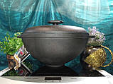 Казан чавунний 3,5 л Сітон з чавунною кришкою (каструля WOK), заводська термообробка, фото 4