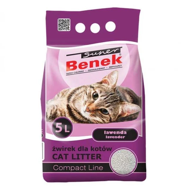 Наповнювач бентонітовий Super Benek Compact Lavander (Супер Бенек Компактний Лаванда) 5 л.