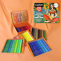 Розвиваючий набір для малювання та творчості 120 кольорових олівців юному художнику у металевому пеналі