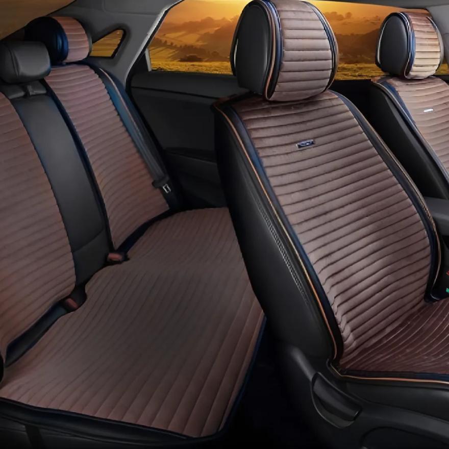 Повний комплект накидок CarFashion, модель MONACO PLUS, шоколад/чорний, фото 1