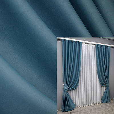 Комплект штор (2шт. 1,5х2,9м.) блекаут, колекція "Midnight". Колір синій. Код 1675ш 33-0564