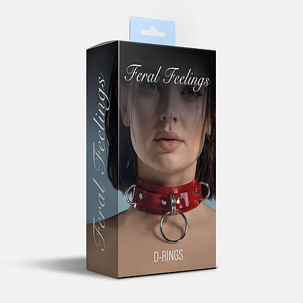 Нашийник для фіксації Feral Feelings — D-Rings Red, фото 2