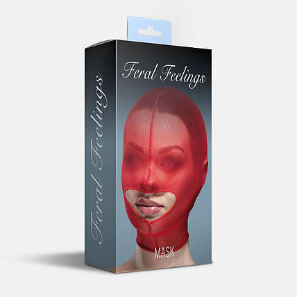 Маска сітка з відкритим ротом Feral Feelings — Hood Mask Red, фото 2