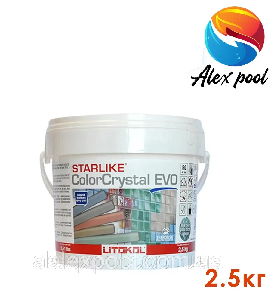 Litokol Starlike ColorCrystal EVO 2,5 кг епоксидний кольоровий методу склад для затирання скломозаїки, фото 1