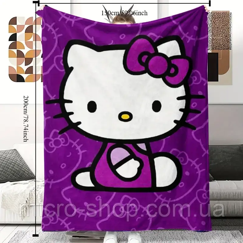Плюшевий плед ковдра Хеллоу Кітті Sanrio HelloKitty