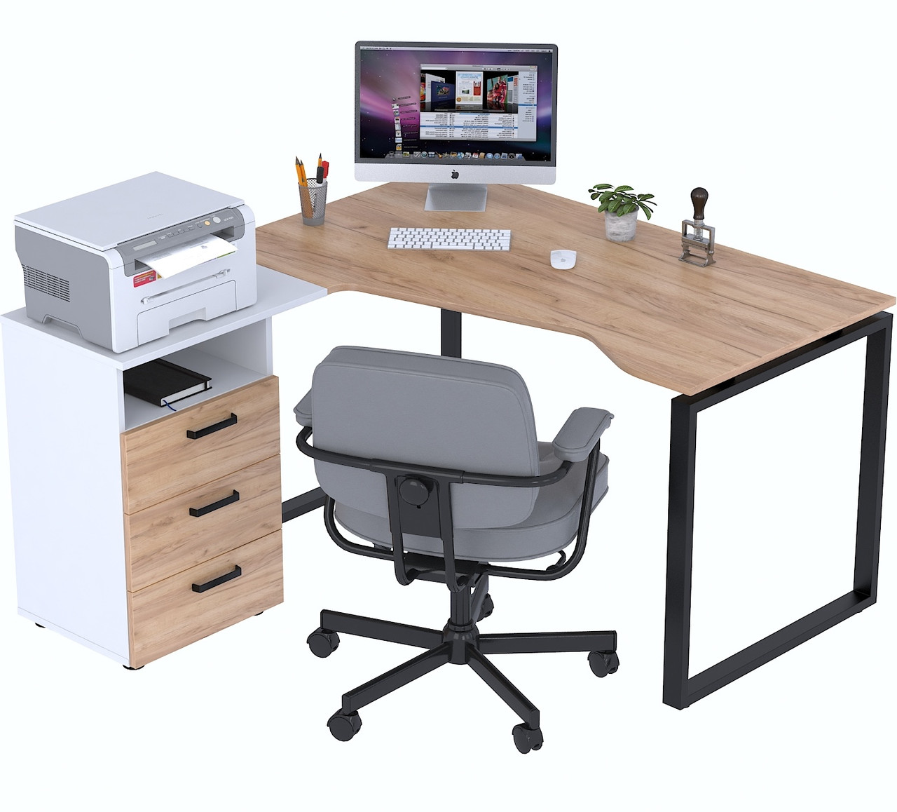 Кутовий письмовий стіл із тумбою NDTU-3S-135 (135х140 см) TM Loft design