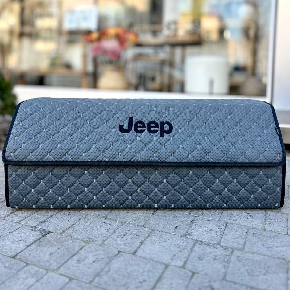 Органайзер у багажник з логотипом Jeep з екошкіри, сірий, 80 см, саквояж, фото 1