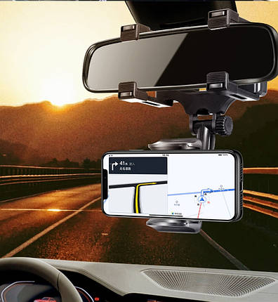 Універсальний тримач телефона смартфона на дзеркало заднього огляду від 4 до 7 дюймів, фото 1