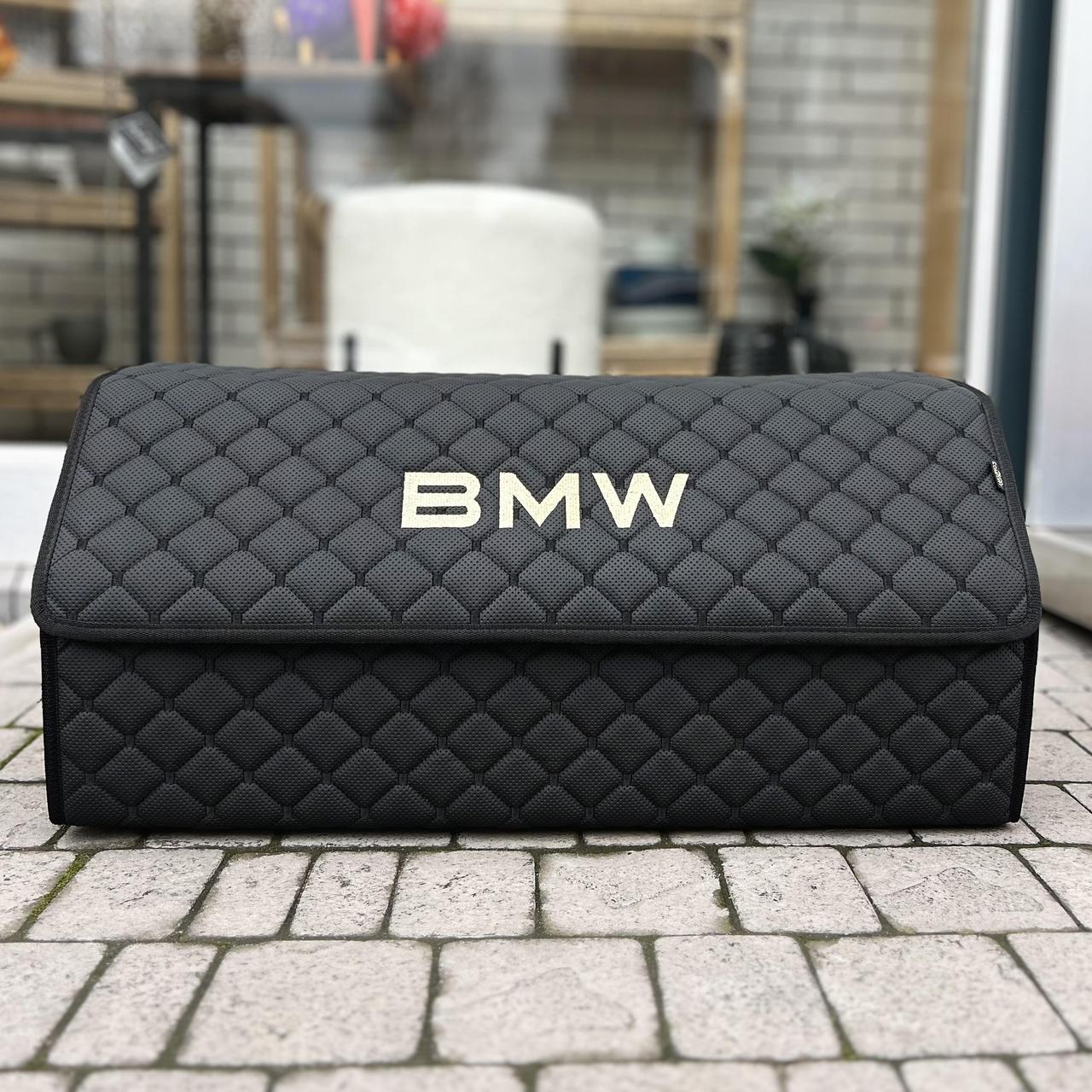 Органайзер у багажник з вишивкою BMW, чорний, 65 см, автомобільний органайзер в авто, фото 1