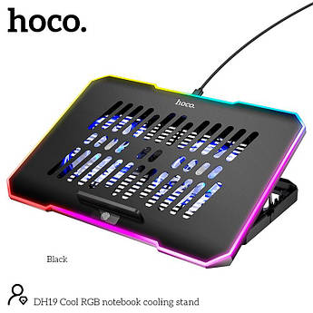 Підставка охолоджувальна Hoco кулер для ноутбука 17" 2usb 10 RGB DH19