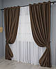 Комплект (2шт. 1,5х2,7м.) штор на люверсах із тканини блекаут "Midnight". Колір коричневий. Код 1677ш 37-0219, фото 3