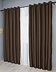 Комплект (2шт. 1,5х2,7м.) штор на люверсах із тканини блекаут "Midnight". Колір коричневий. Код 1677ш 37-0219, фото 4