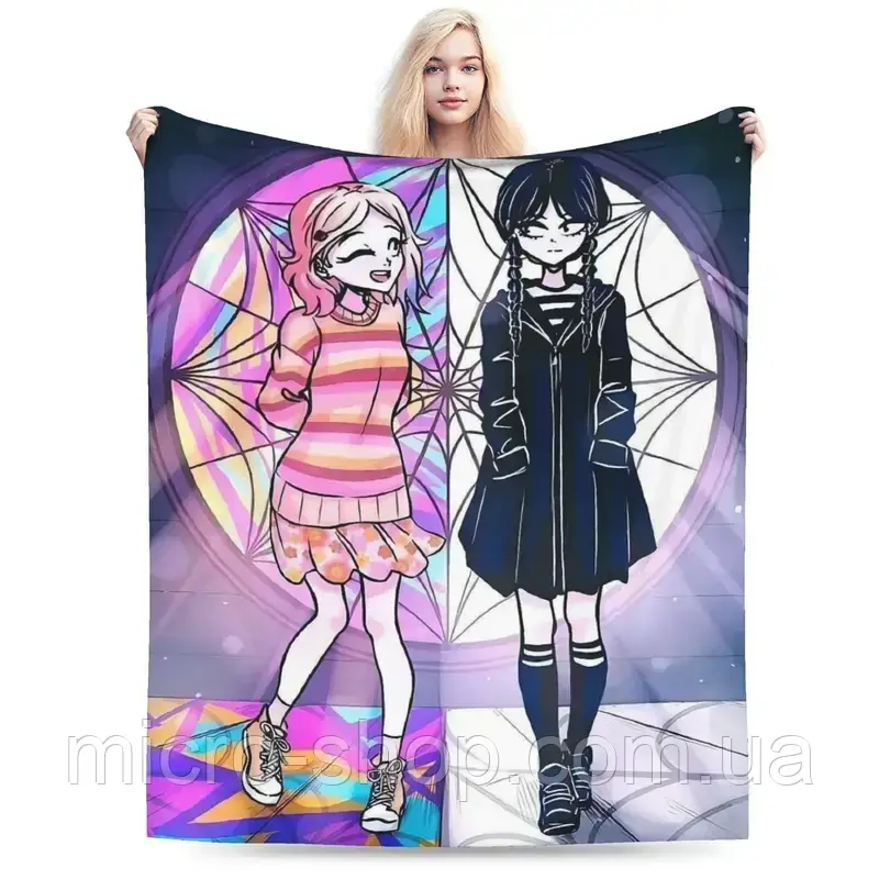 Плюшевий плед ковдра Уенздей Аддамс Інід Сінклер Wednesday Addams Enid Sinclair 130х150 см