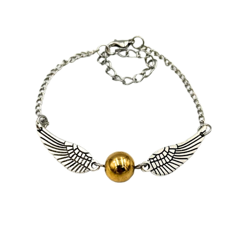 Браслет на ланцюжку з кулоном Золотий снітч у стилі Гаррі Поттера: 18-22 см, фото 1