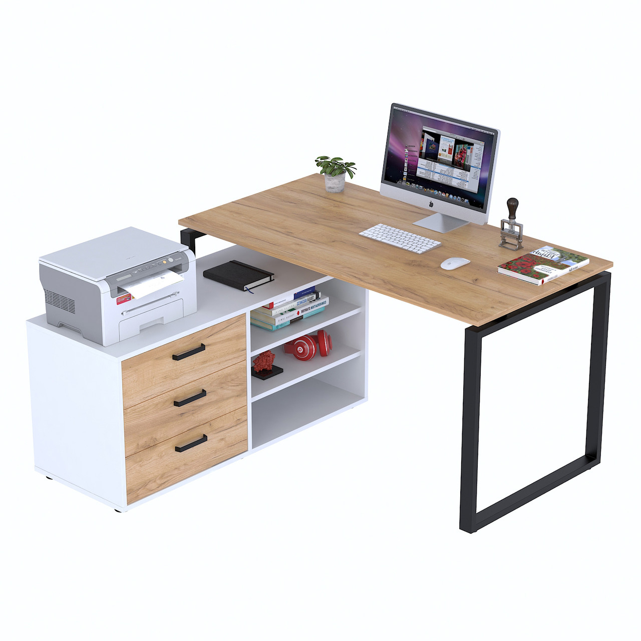 Кутовий письмовий стіл із тумбою NDTU-3S-160 (160х140 см) TM Loft design