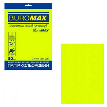 Папір BuroMAX А4 (20л) неоново-жовтий 643362 G-Rich