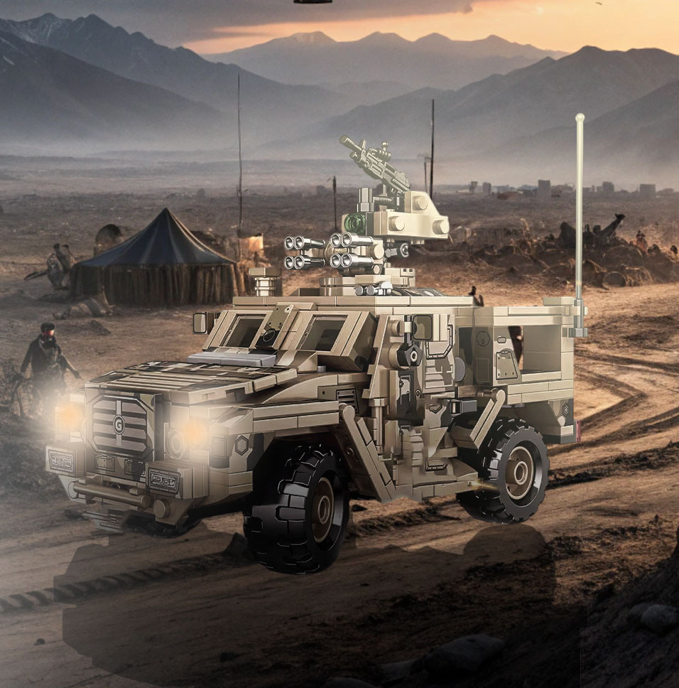 Іграшкова військова машинка HMMWV Конструктор Хаммер для дитини 424 деталі Колісна техніка Рухомі елементи