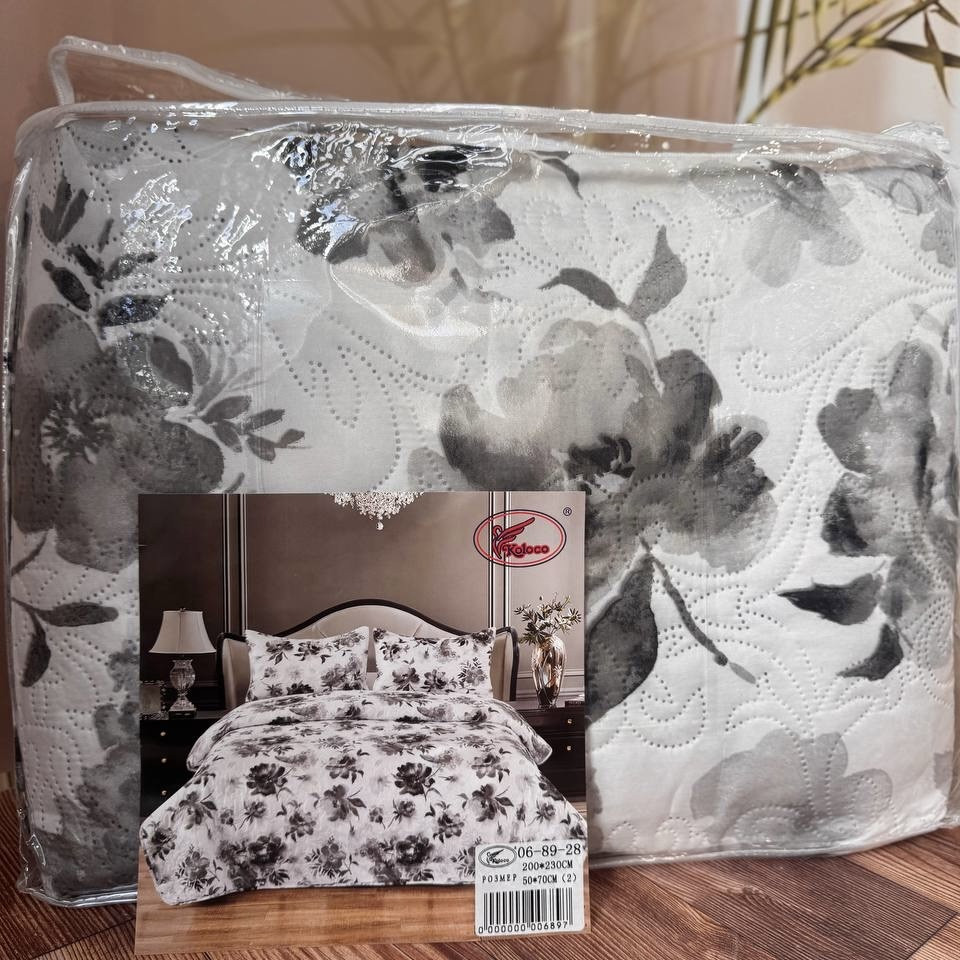 Покривало з наволочками. стьобане сатин. Розмір Євро, фото 1