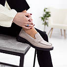 Жіночі шкіряні туфлі лофери бежевого кольору, фото 9