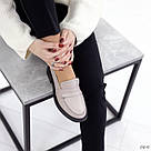 Жіночі шкіряні туфлі лофери бежевого кольору, фото 5