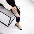 Жіночі шкіряні туфлі лофери бежевого кольору, фото 8