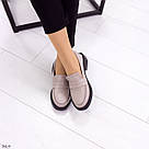 Жіночі шкіряні туфлі лофери бежевого кольору, фото 10