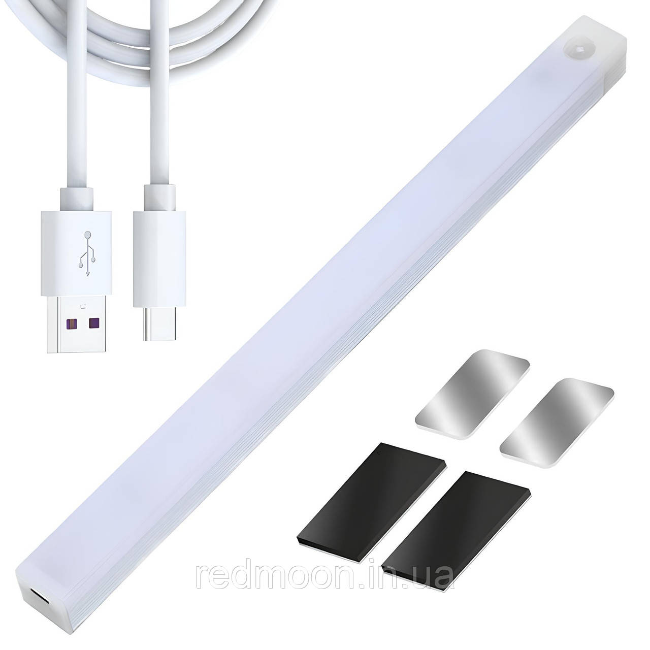 LED світильник із датчиком руху 50 см, з USB, Cabinet light/Акумуляторна лампа на магнітах/Лед лампа