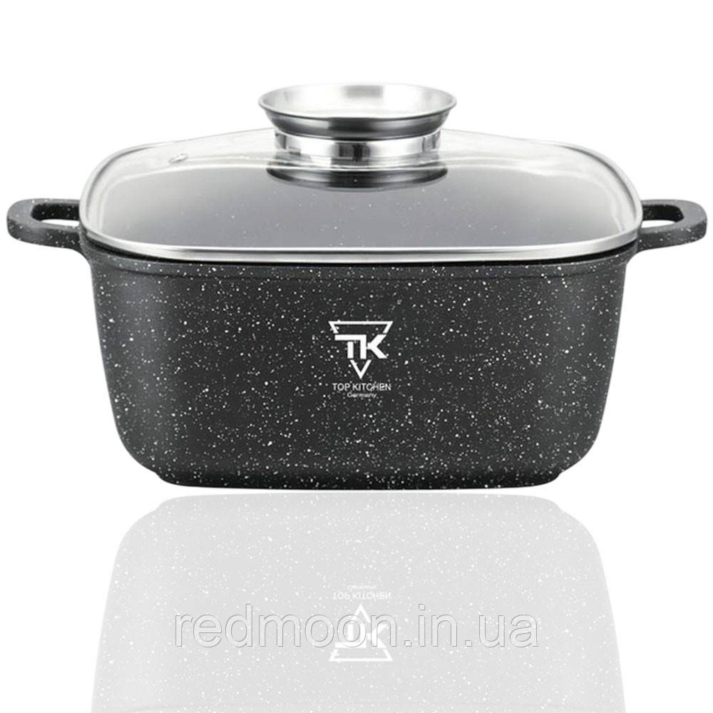Каструля з кришкою 28см (6,7л) мармурове покриття TК00056 / Каструля з антипригарним покриттям / Каструля-казан