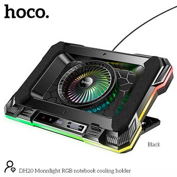 Підставка охолоджувальна Hoco кулер для ноутбука 2usb 10 RGB DH20