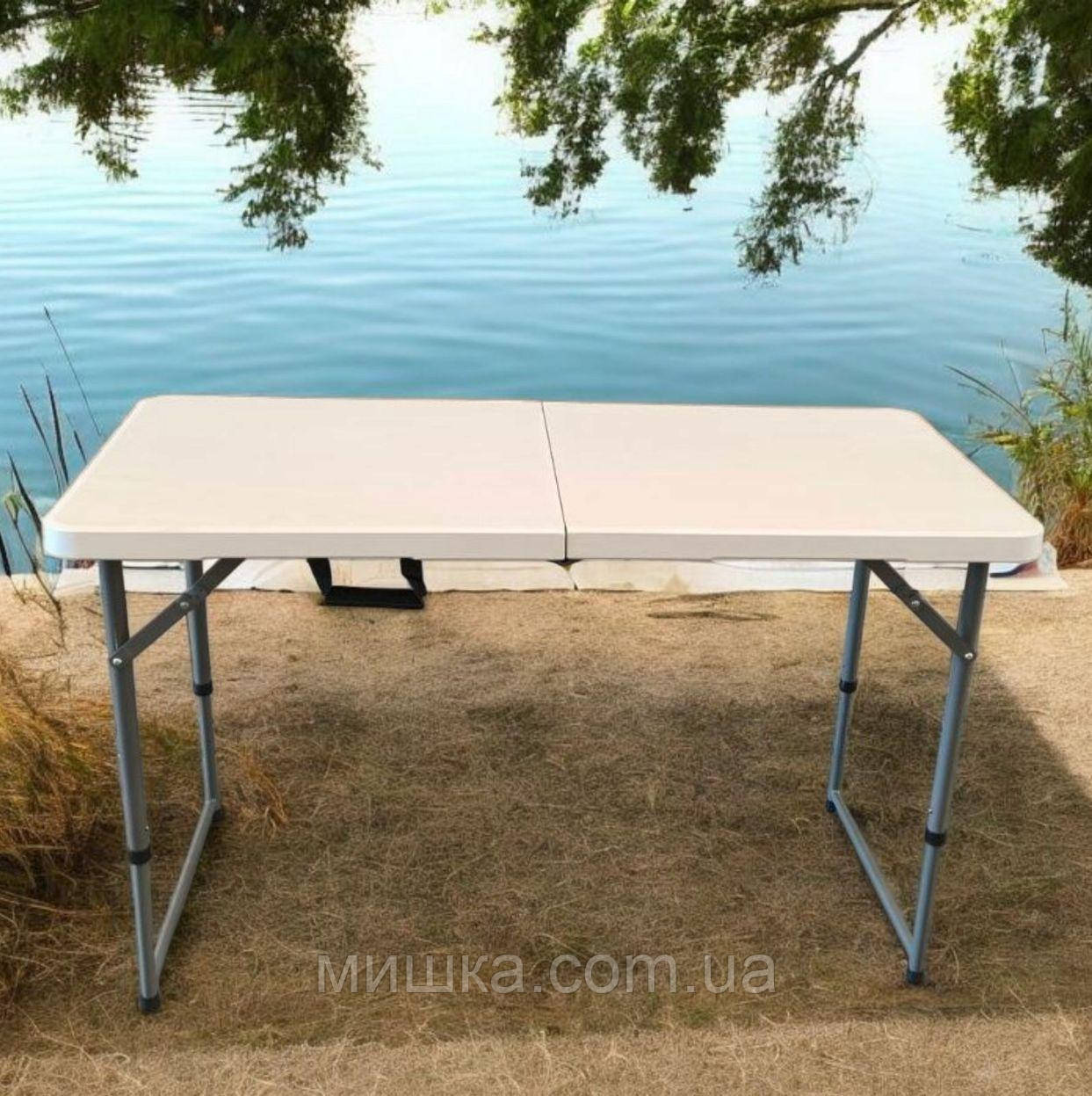Пластиковий розкладний стіл 60*120 см, для пікніка, дачі, риболовлі та відпочинку на природі., фото 1