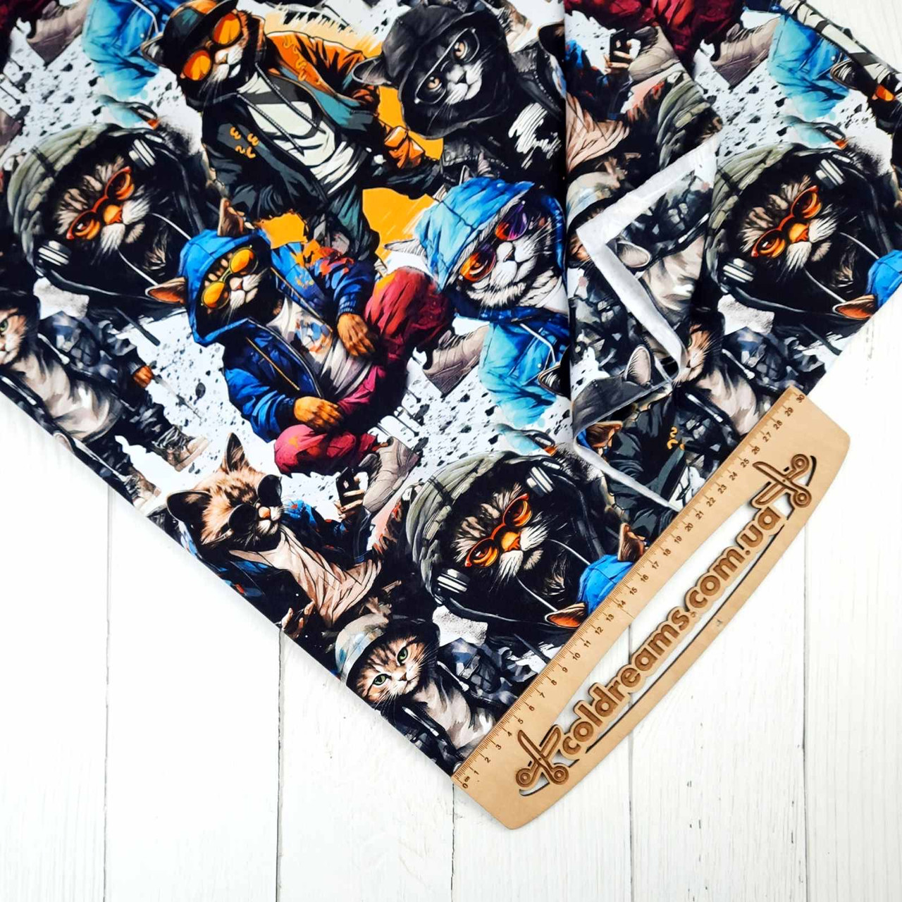 Стрейч кулір принт "Круті коти" - 180см. (діджитал)