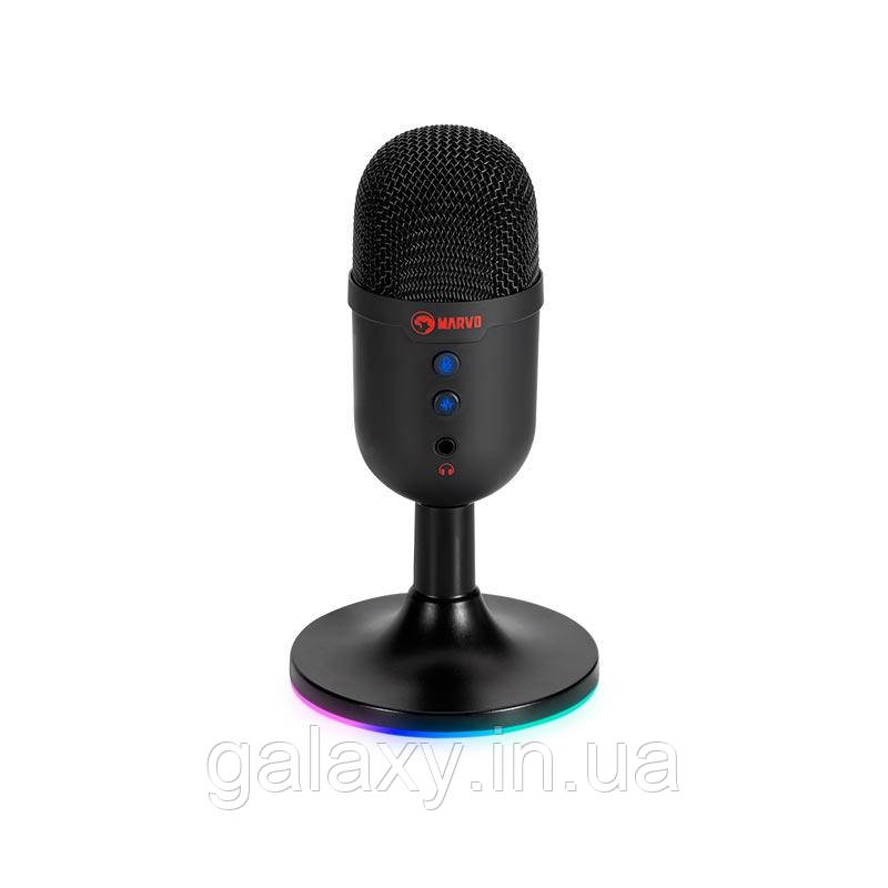 USB Мікрофон Marvo ігровий для ПК с RGB підсвічуванням MIC-06 Black, фото 1